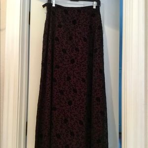 Holiday Black Flocked Maxi Skirt